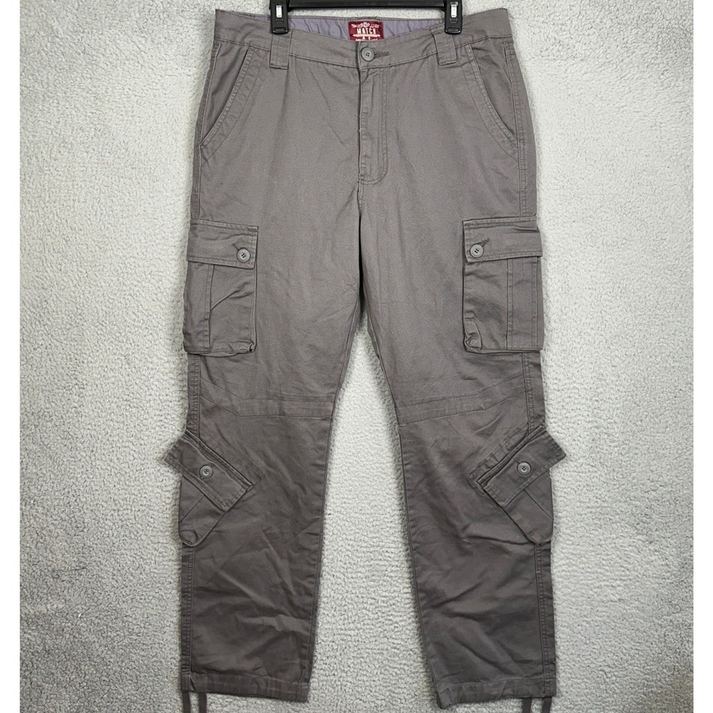 Matchstick Pants Mens 2XL-36 Grey Cargo Utility Flat Front Straight Leg Outdoor